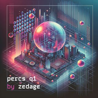 Birds eye view of a futuristic city rising through what looks like a computer chip